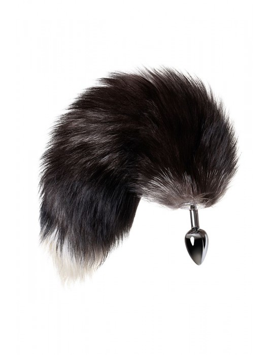 Серебристая металлическая анальная втулка с хвостом чернобурой лисы - размер S - ToyFa - купить с доставкой в Чебоксарах
