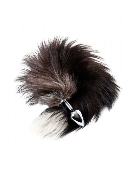 Серебристая металлическая анальная втулка с хвостом чернобурой лисы - размер S - ToyFa - купить с доставкой в Чебоксарах