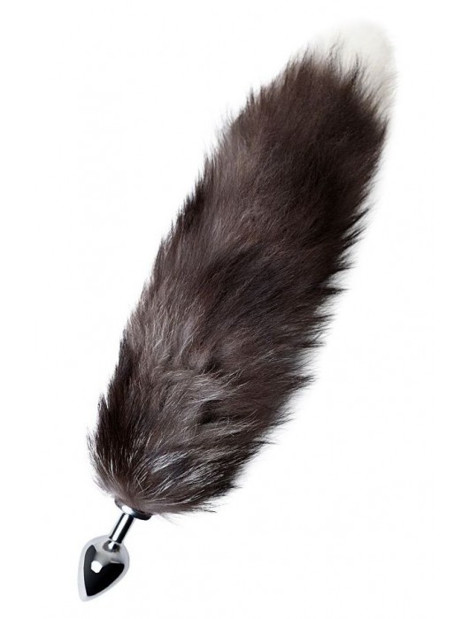 Серебристая металлическая анальная втулка с хвостом чернобурой лисы - размер S - ToyFa - купить с доставкой в Чебоксарах