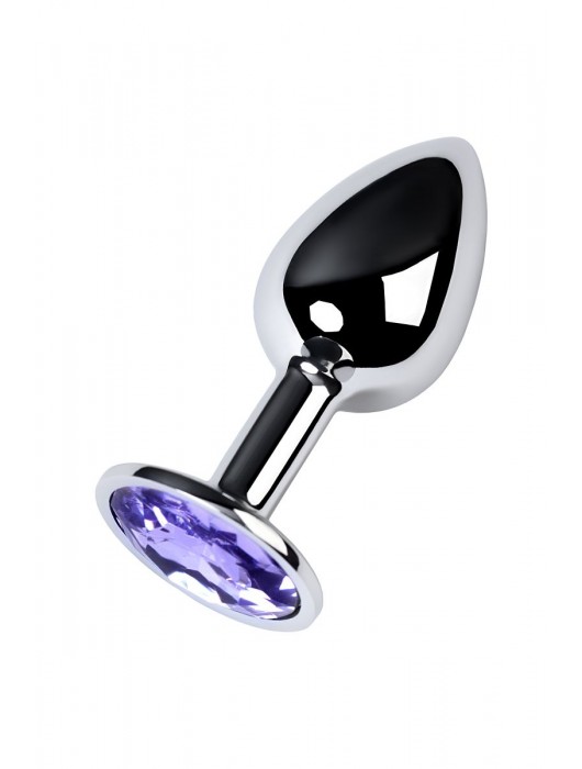 Серебристая конусовидная анальная пробка с фиолетовым кристаллом - 7 см. - ToyFa - купить с доставкой в Чебоксарах