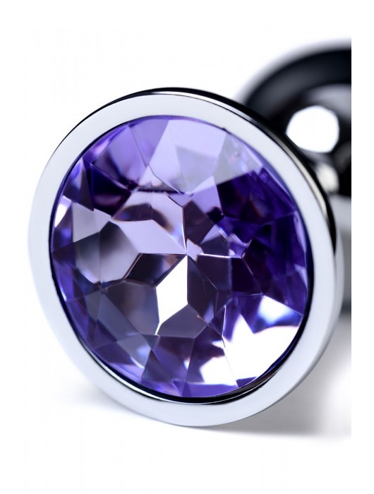 Серебристая конусовидная анальная пробка с фиолетовым кристаллом - 7 см. - ToyFa - купить с доставкой в Чебоксарах