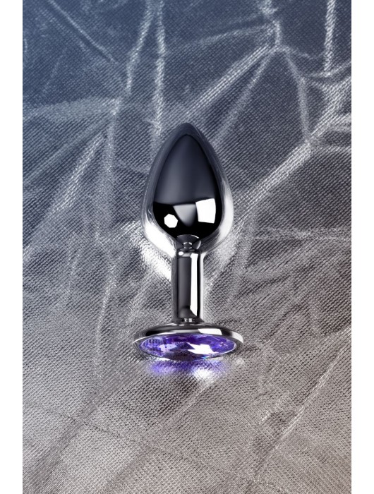 Серебристая конусовидная анальная пробка с фиолетовым кристаллом - 7 см. - ToyFa - купить с доставкой в Чебоксарах
