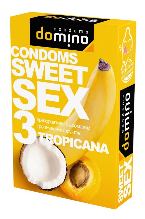 Презервативы для орального секса DOMINO Sweet Sex с ароматом тропических фруктов - 3 шт. - Domino - купить с доставкой в Чебоксарах