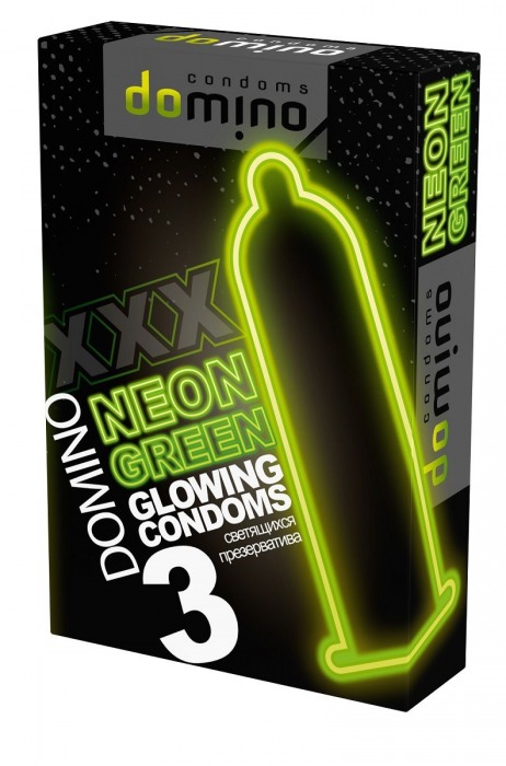 Презервативы DOMINO Neon Green со светящимся в темноте кончиком - 3 шт. - Domino - купить с доставкой в Чебоксарах