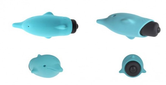 Голубой вибростимулятор-дельфин Lastic Pocket Dolphin - 7,5 см. - Adrien Lastic