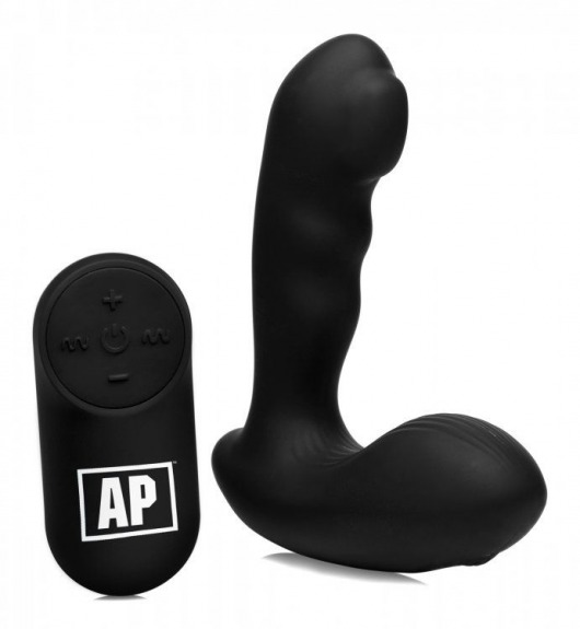 Черный стимулятор простаты Alpha-Pro 7X P-Milker Silicone Prostate Stimulator with Milking Bead - XR Brands - в Чебоксарах купить с доставкой