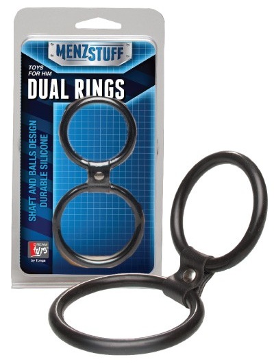 Чёрное двойное эрекционное кольцо Dual Rings Black - Dream Toys - в Чебоксарах купить с доставкой