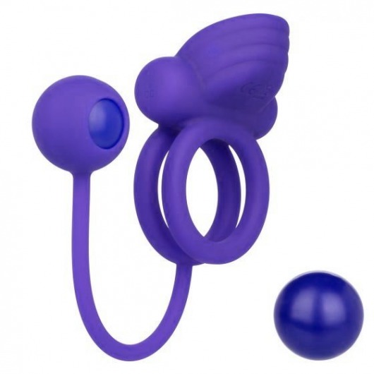 Фиолетовое эрекционное кольцо с утяжелителем Silicone Rechargeable Dual Rockin Rim Enhancer - California Exotic Novelties - в Чебоксарах купить с доставкой