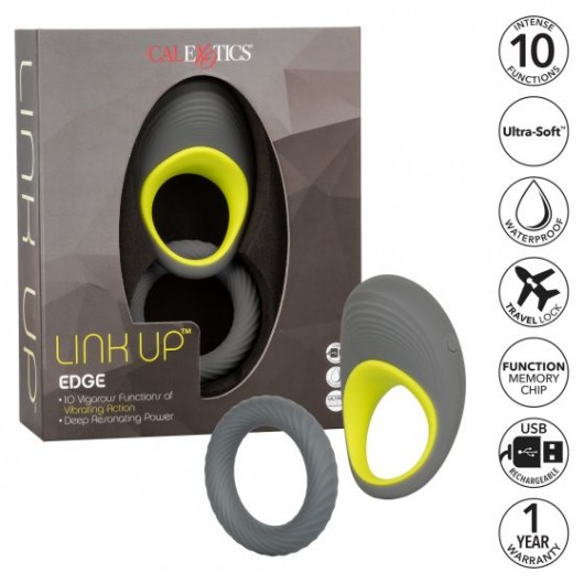 Набор из двух сероых эрекционных колец Link Up Edge - California Exotic Novelties - в Чебоксарах купить с доставкой