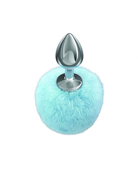 Серебристая анальная пробка с голубым пушистым хвостиком Twinkle - Lola Games - купить с доставкой в Чебоксарах