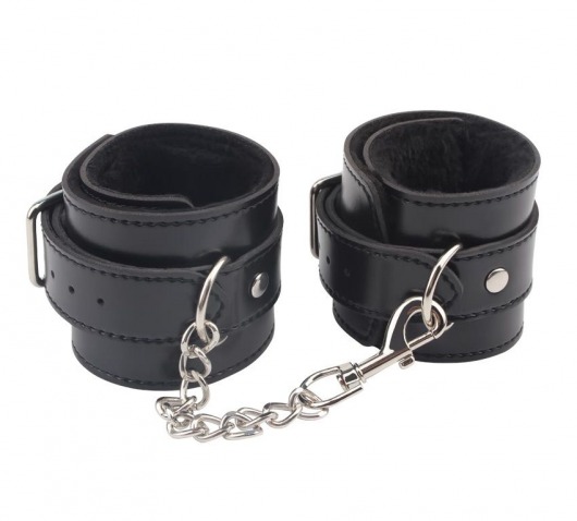 Черные оковы на ноги Obey Me Leather Ankle Cuffs - Chisa - купить с доставкой в Чебоксарах