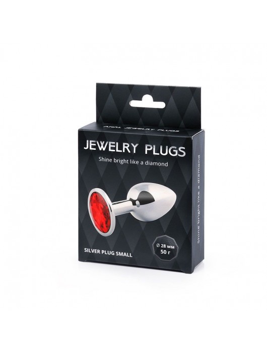 Серебристая анальная пробка с красным стразом - 7,2 см. - Anal Jewelry Plug - купить с доставкой в Чебоксарах