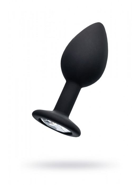 Черная анальная втулка с прозрачным стразом - 7,2 см. - POPO Pleasure - купить с доставкой в Чебоксарах