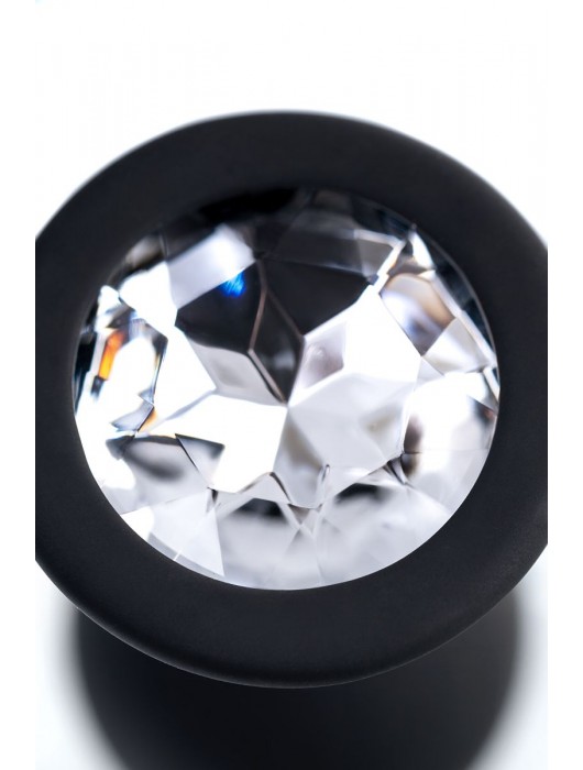 Черная анальная втулка с прозрачным стразом - 7,2 см. - POPO Pleasure - купить с доставкой в Чебоксарах