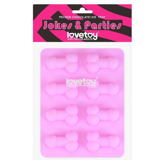 Розовая формочка для льда и шоколада Pecker Chocolate/Ice Tray - Lovetoy - купить с доставкой в Чебоксарах