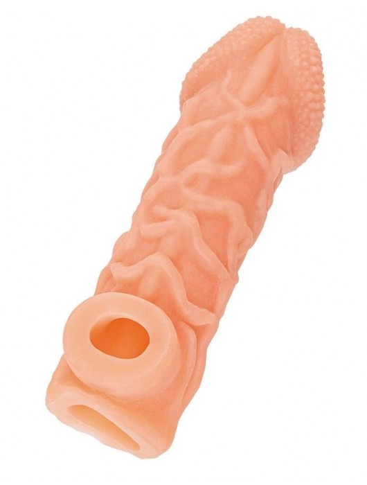 Телесная закрытая насадка с венками Cock Sleeve Size S - 13,8 см. - KOKOS - в Чебоксарах купить с доставкой