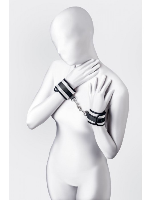 Серебристо-черные наручники Anonymo - ToyFa - купить с доставкой в Чебоксарах