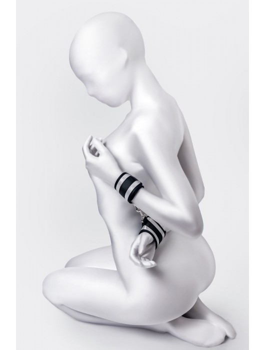 Серебристо-черные наручники Anonymo - ToyFa - купить с доставкой в Чебоксарах