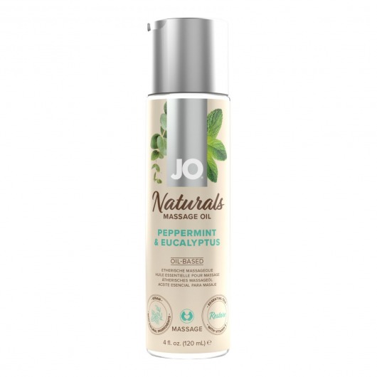 Массажное масло с ароматом перечной мяты и эвкалипта JO Naturals Peppermint   Eucalyptus - 120 мл. - System JO - купить с доставкой в Чебоксарах