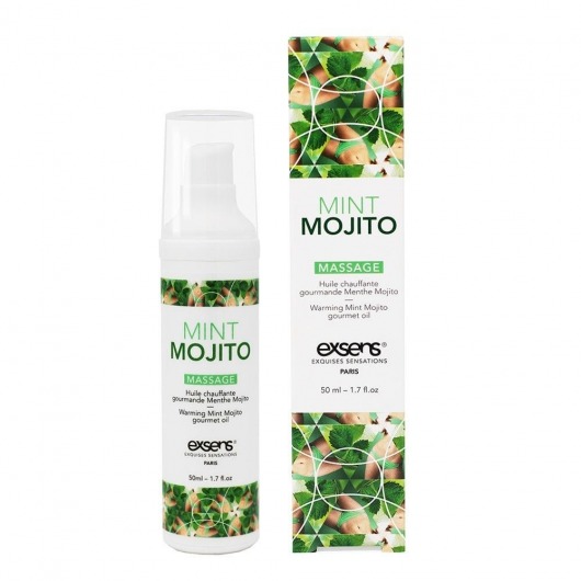 Разогревающее массажное масло с ароматом мохито Gourmet Mint Mojito - 50 мл. - Exsens - купить с доставкой в Чебоксарах