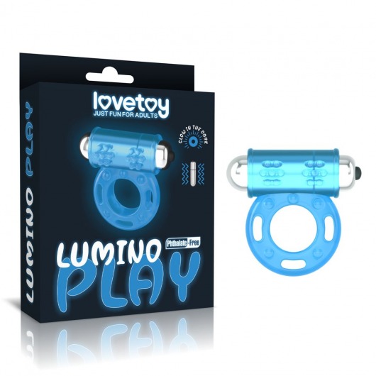 Голубое, светящееся в темноте эрекционное виброкольцо Lumino Play Vibrating Penis Ring - Lovetoy - в Чебоксарах купить с доставкой