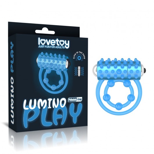 Голубое, светящееся в темноте виброкольцо Lumino Play Vibrating Penis Ring - Lovetoy - в Чебоксарах купить с доставкой