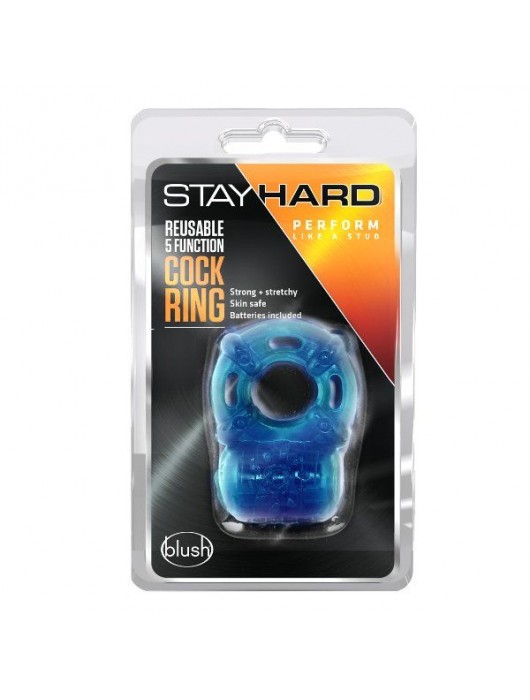 Голубое эрекционное виброкольцо Reusable 5 Function Cock Ring - Blush Novelties - в Чебоксарах купить с доставкой