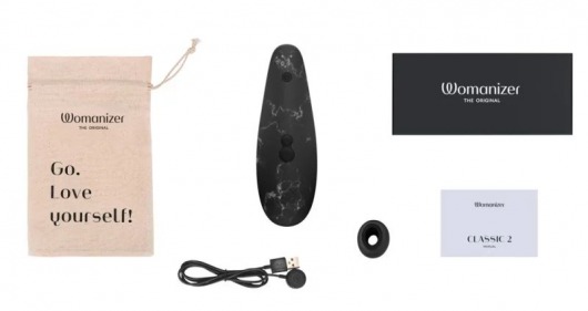 Черный бесконтактный клиторальный стимулятор Womanizer Marilyn Monroe Special Edition - Womanizer