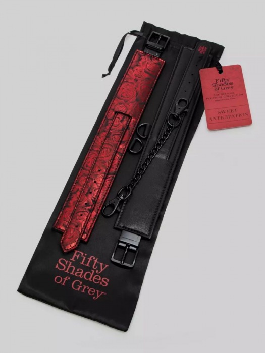 Красно-черные оковы Reversible Faux Leather Ankle Cuffs - Fifty Shades of Grey - купить с доставкой в Чебоксарах