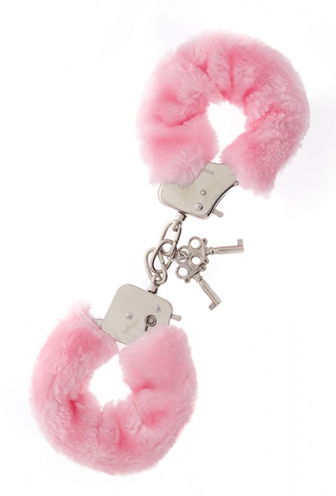 Металлические наручники с розовой меховой опушкой METAL HANDCUFF WITH PLUSH PINK - Dream Toys - купить с доставкой в Чебоксарах