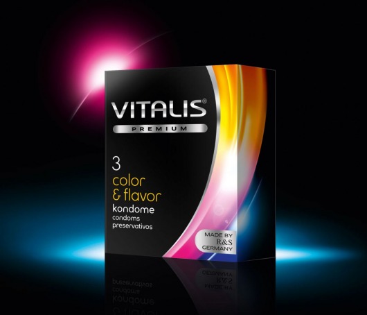 Цветные ароматизированные презервативы VITALIS PREMIUM color   flavor - 3 шт. - Vitalis - купить с доставкой в Чебоксарах