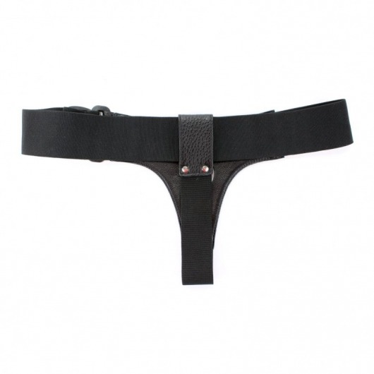 Чёрные трусики для страпона из натуральной кожи - БДСМ Арсенал - купить с доставкой в Чебоксарах