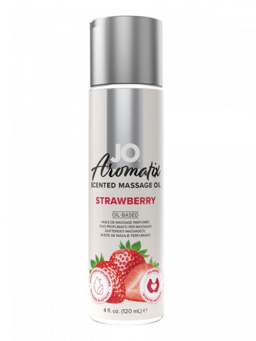 Массажное масло JO Aromatix Massage Oil Strawberry с ароматом клубники - 120 мл. - System JO - купить с доставкой в Чебоксарах