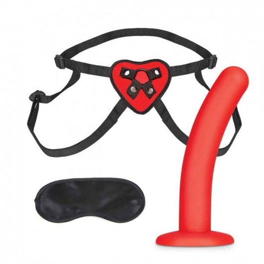 Красный поясной фаллоимитатор Red Heart Strap on Harness   5in Dildo Set - 12,25 см. - Lux Fetish - купить с доставкой в Чебоксарах