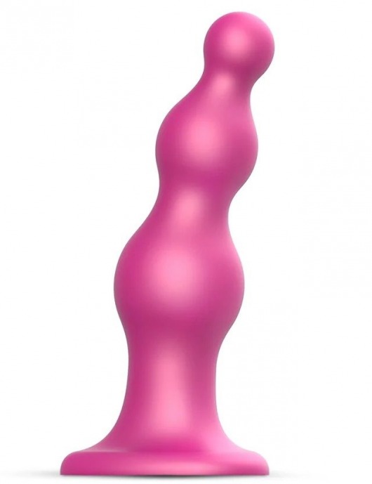 Розовая насадка Strap-On-Me Dildo Plug Beads size S - Strap-on-me - купить с доставкой в Чебоксарах