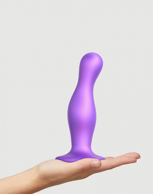 Фиолетовая насадка Strap-On-Me Dildo Plug Curvy size L - Strap-on-me - купить с доставкой в Чебоксарах