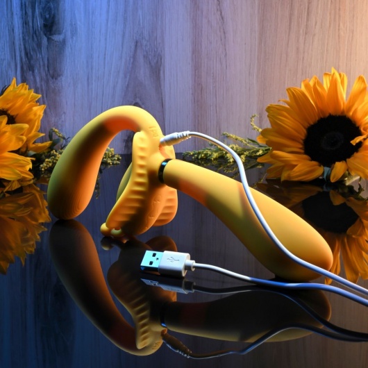 Желтый безремневой вибрострапон The Monarch - 23 см. - Evolved - купить с доставкой в Чебоксарах