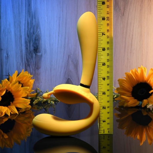 Желтый безремневой вибрострапон The Monarch - 23 см. - Evolved - купить с доставкой в Чебоксарах