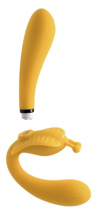Желтый безремневой вибрострапон The Monarch - 23 см. - Evolved - купить с доставкой в Чебоксарах