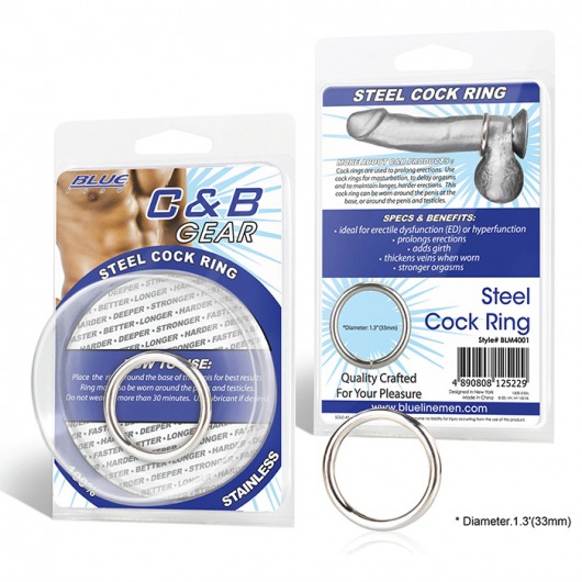 Стальное эрекционное кольцо STEEL COCK RING - 3.5 см. - BlueLine - в Чебоксарах купить с доставкой