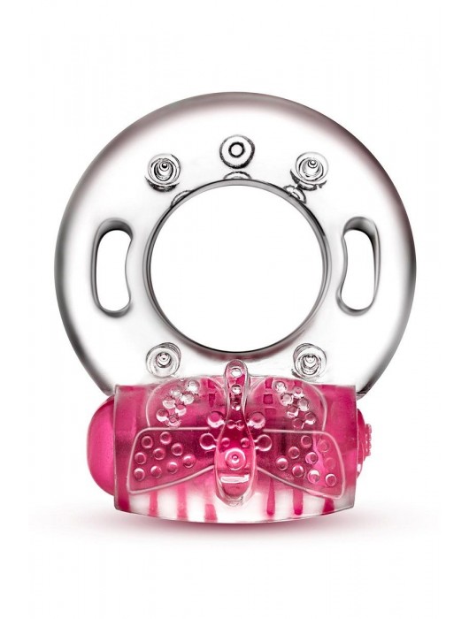 Розовое эрекционное виброкольцо Arouser Vibrating C-Ring - Blush Novelties