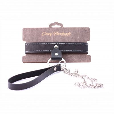 Узкий однослойный ошейник с поводком - Crazy Handmade - купить с доставкой в Чебоксарах