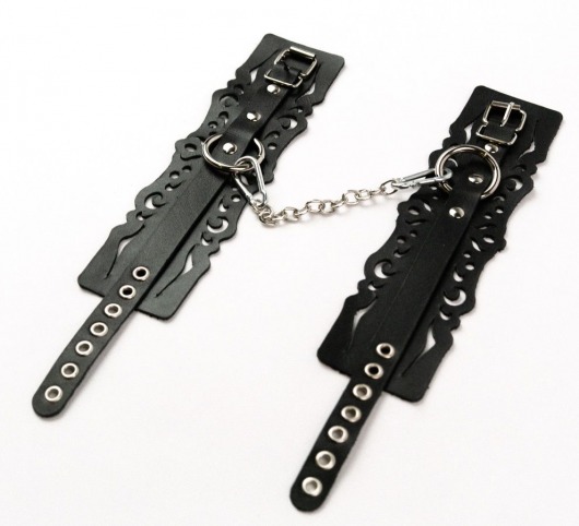 Узорчатые кожаные оковы с регулируемыми ремешками - Crazy Handmade - купить с доставкой в Чебоксарах