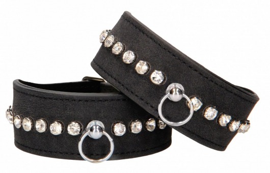 Черные поножи Diamond Studded Ankle Cuffs - Shots Media BV - купить с доставкой в Чебоксарах