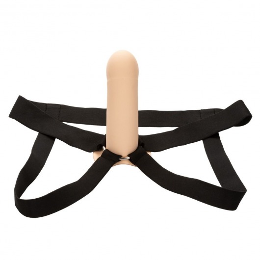 Телесный фаллопротез из силикона Extension with Harness - 15,75 см. - California Exotic Novelties - купить с доставкой в Чебоксарах