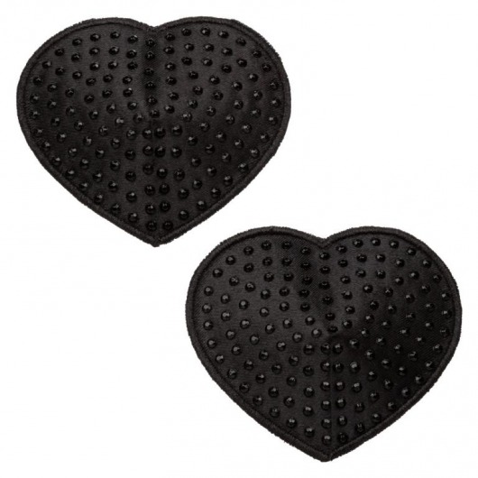 Черные пэстисы в форме сердечек Heart Pasties - California Exotic Novelties - купить с доставкой в Чебоксарах