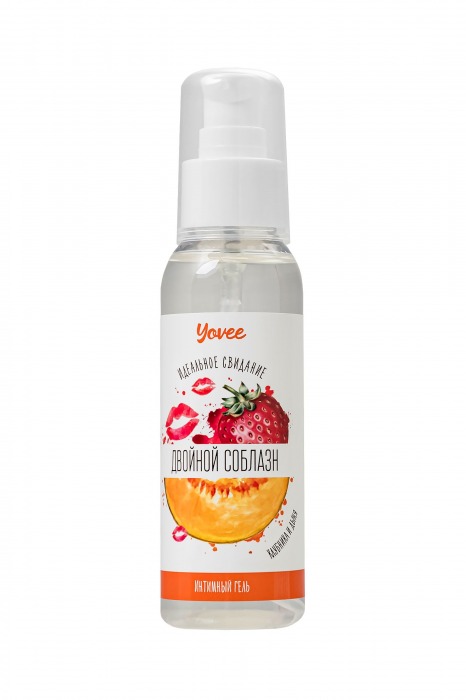 Съедобная гель-смазка Yovee «Двойной соблазн» с Д-пантенолом и вкусом клубники и дыни - 100 мл. - ToyFa - купить с доставкой в Чебоксарах