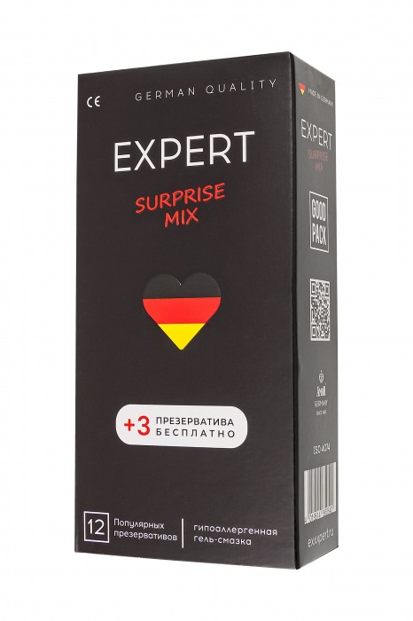 Презервативы EXPERT Surprise Mix - 12 шт.(+3 в подарок) - Expert - купить с доставкой в Чебоксарах