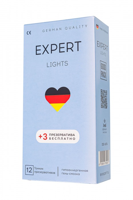 Ультратонкие презервативы EXPERT Lights - 12 шт.(+3 в подарок) - Expert - купить с доставкой в Чебоксарах