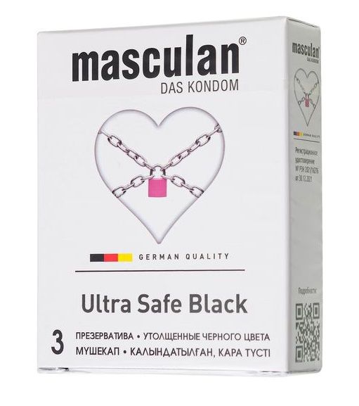 Ультрапрочные презервативы Masculan Ultra Safe Black - 3 шт. - Masculan - купить с доставкой в Чебоксарах